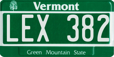 VT license plate LEX382