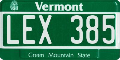 VT license plate LEX385