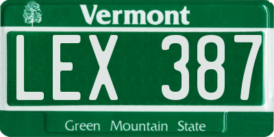 VT license plate LEX387