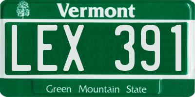 VT license plate LEX391