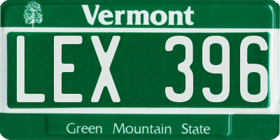 VT license plate LEX396