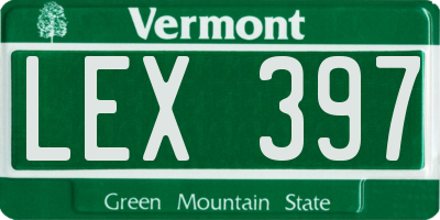 VT license plate LEX397