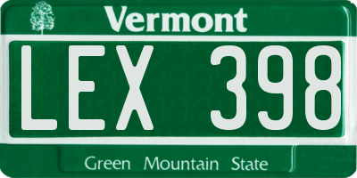 VT license plate LEX398