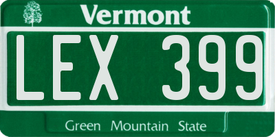 VT license plate LEX399