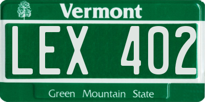VT license plate LEX402