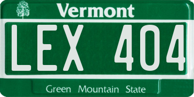 VT license plate LEX404