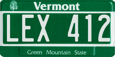 VT license plate LEX412