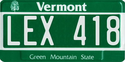 VT license plate LEX418