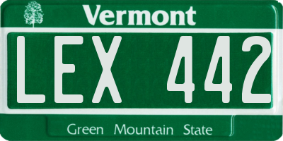 VT license plate LEX442