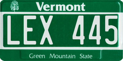 VT license plate LEX445