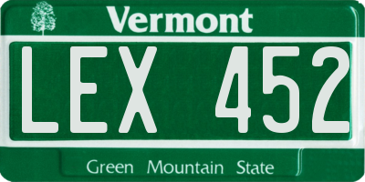 VT license plate LEX452