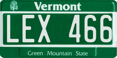 VT license plate LEX466