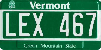 VT license plate LEX467