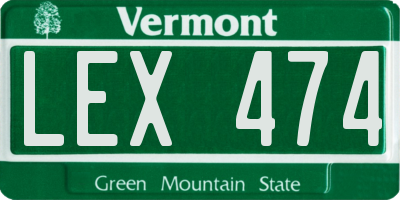 VT license plate LEX474