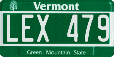 VT license plate LEX479