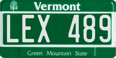 VT license plate LEX489