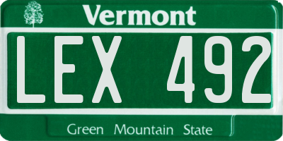 VT license plate LEX492