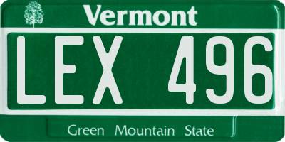 VT license plate LEX496