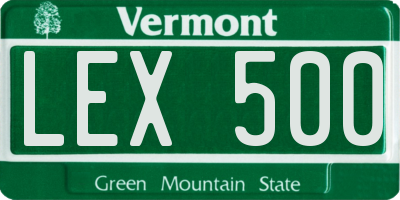 VT license plate LEX500