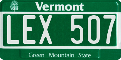 VT license plate LEX507