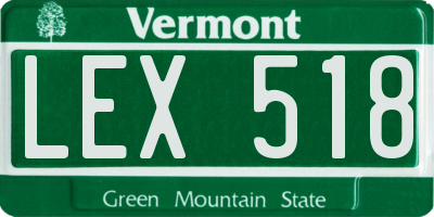 VT license plate LEX518