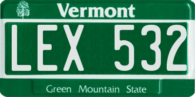VT license plate LEX532