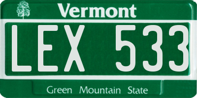 VT license plate LEX533