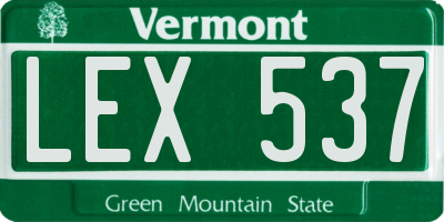 VT license plate LEX537