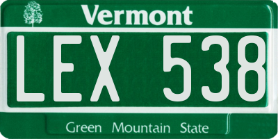 VT license plate LEX538