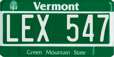 VT license plate LEX547