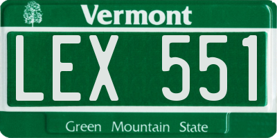 VT license plate LEX551