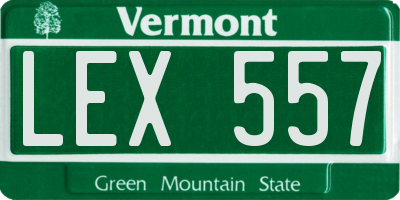 VT license plate LEX557