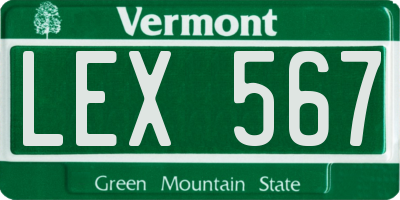 VT license plate LEX567