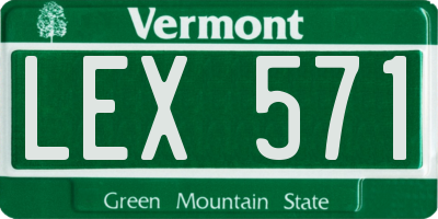 VT license plate LEX571