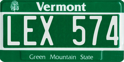 VT license plate LEX574