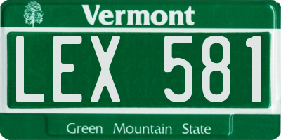 VT license plate LEX581