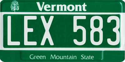 VT license plate LEX583