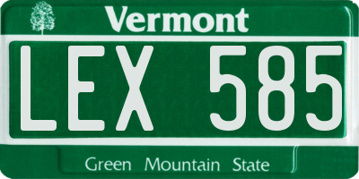 VT license plate LEX585