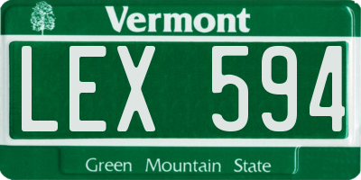 VT license plate LEX594