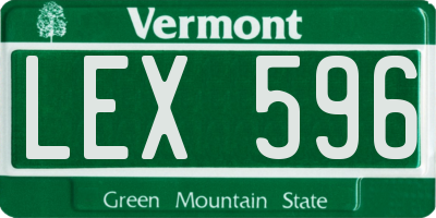 VT license plate LEX596