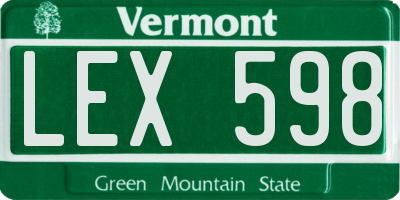 VT license plate LEX598
