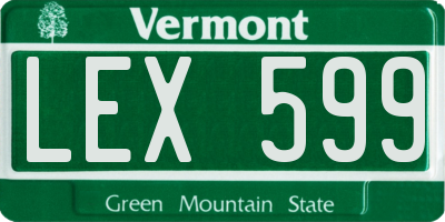 VT license plate LEX599