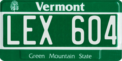 VT license plate LEX604