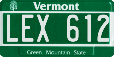 VT license plate LEX612