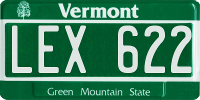 VT license plate LEX622