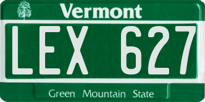 VT license plate LEX627