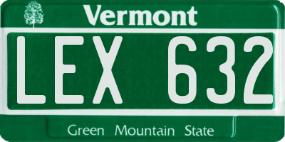 VT license plate LEX632