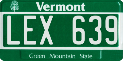 VT license plate LEX639
