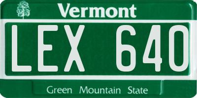 VT license plate LEX640