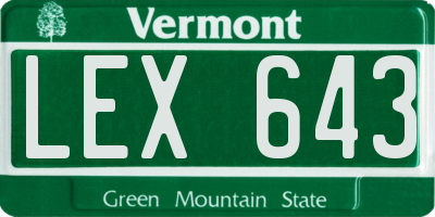 VT license plate LEX643